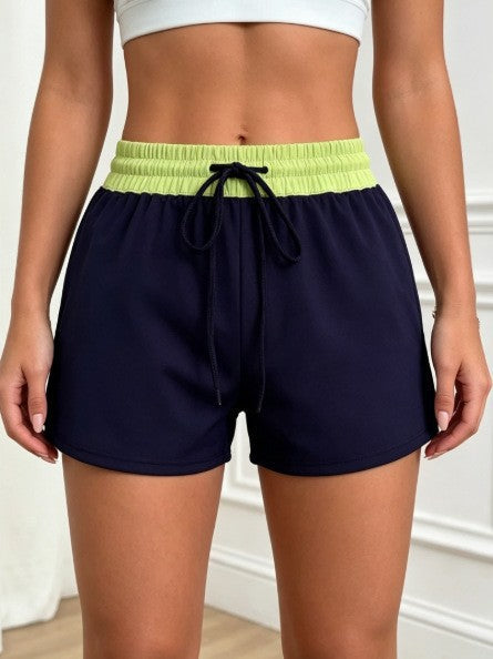 Color-Block Wide-Leg Athletic Shorts