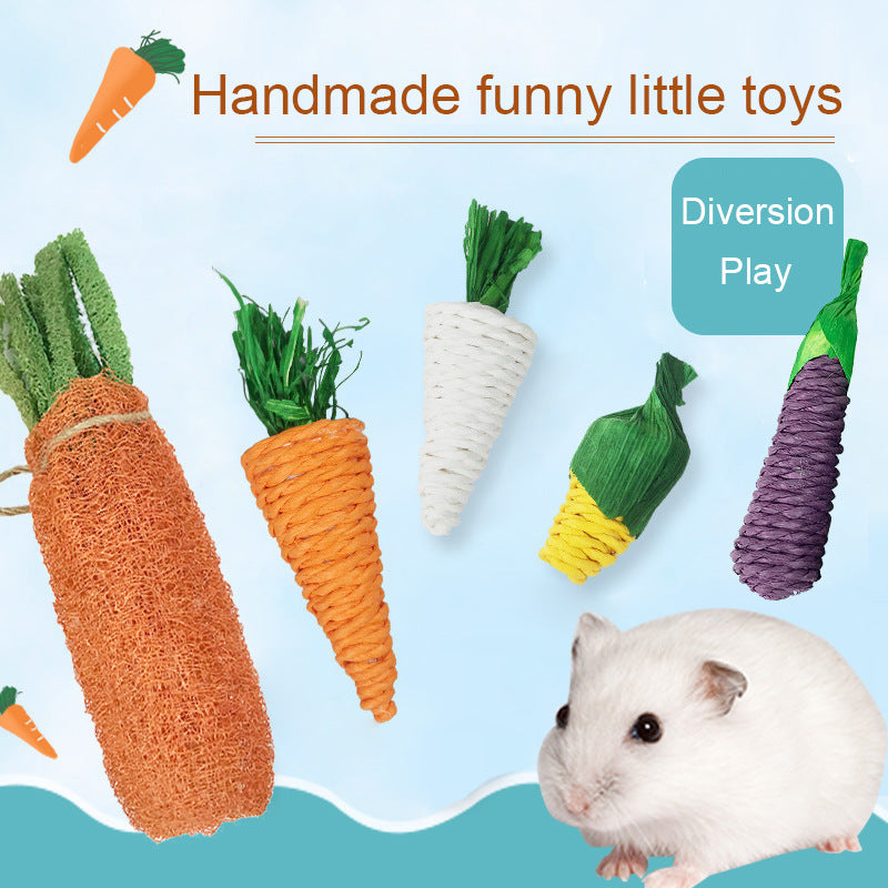 Woven Carrot Chew Toy for Small Pets