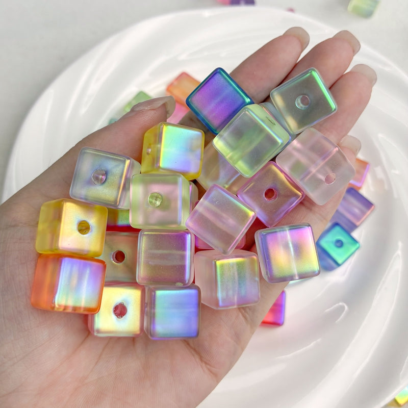 Iridescent Acrylic Cube Beads