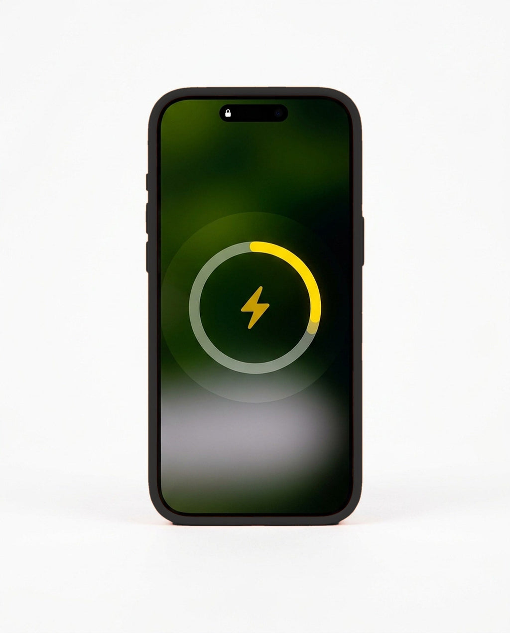 Black wireless charging battery case for iPhone - front view