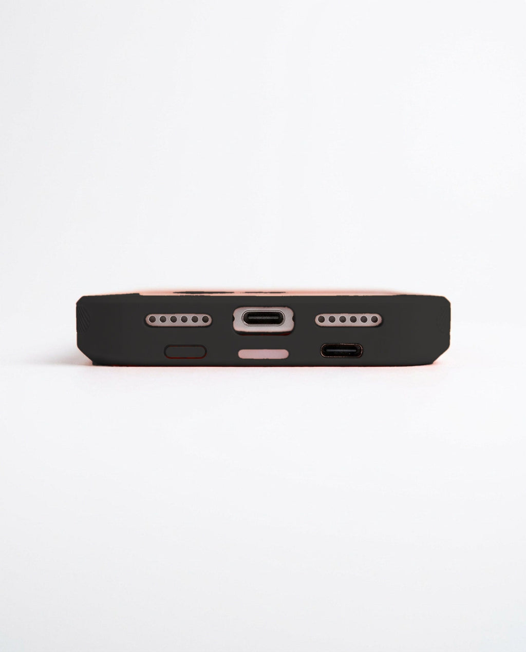 Black wireless charging battery case for iPhone - ports view