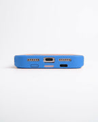 Blue wireless charging battery case for iPhone - ports view
