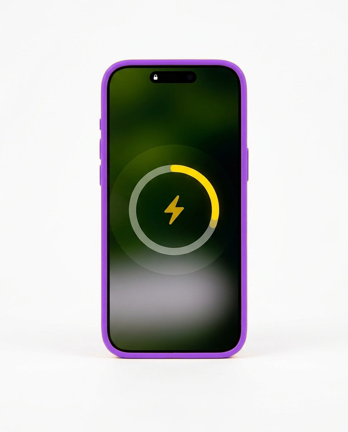 Purple wireless charging battery case for iPhone - front view