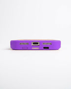Purple wireless charging battery case for iPhone - ports view