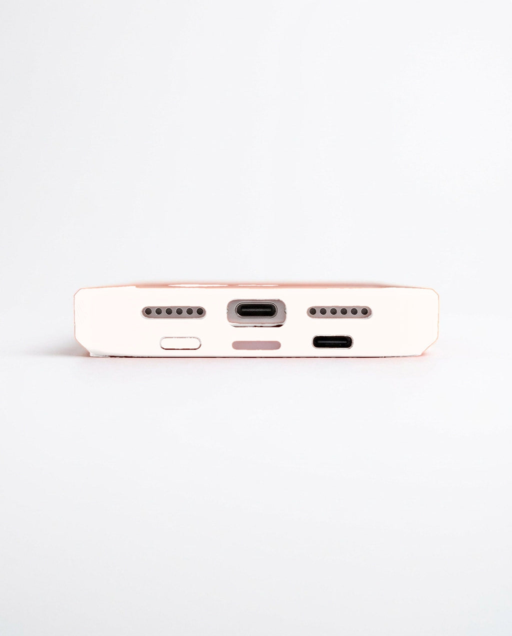 White wireless charging battery case for iPhone - ports view