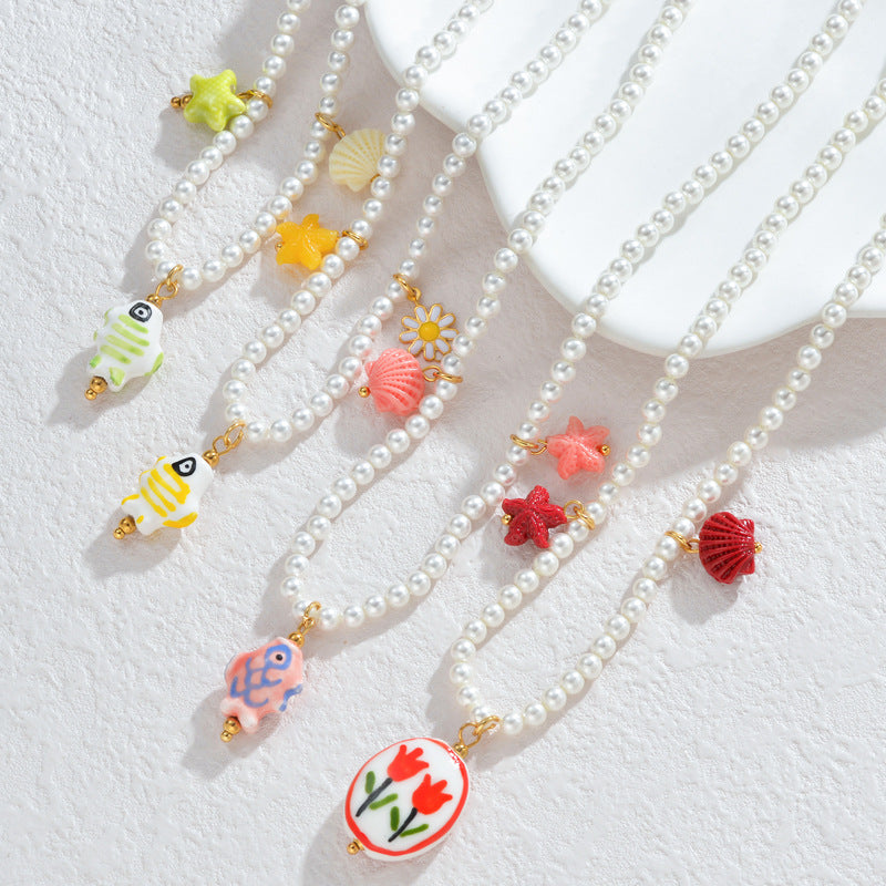 Ceramic Charm Beaded Necklace