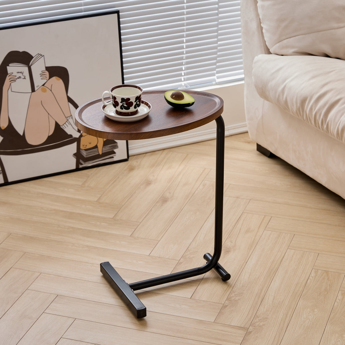 C-Shaped Sofa Side Table