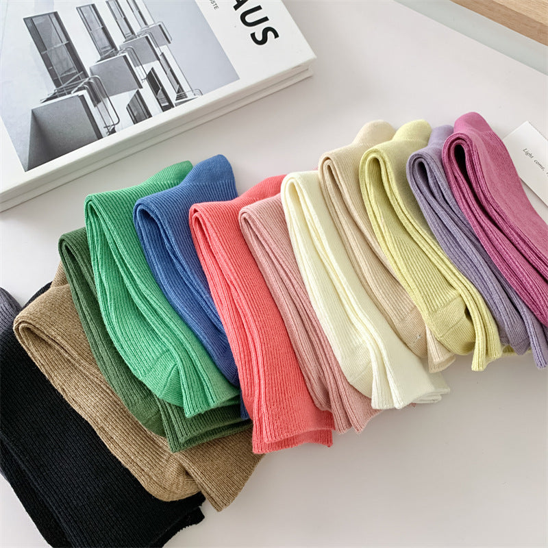 Women's Candy-Color Cotton Crew Socks