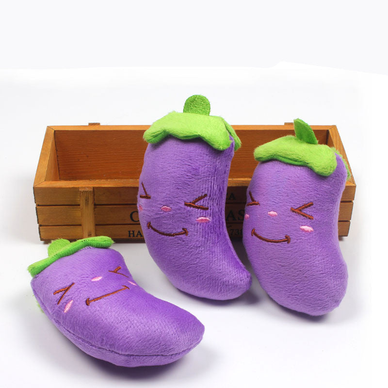 Squeaky Plush Eggplant Dog Toy