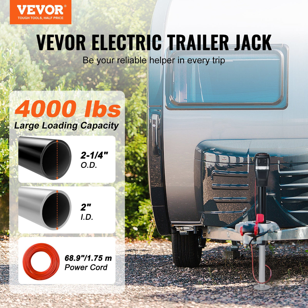 Electric Trailer Tongue Jack (4,000 lb)