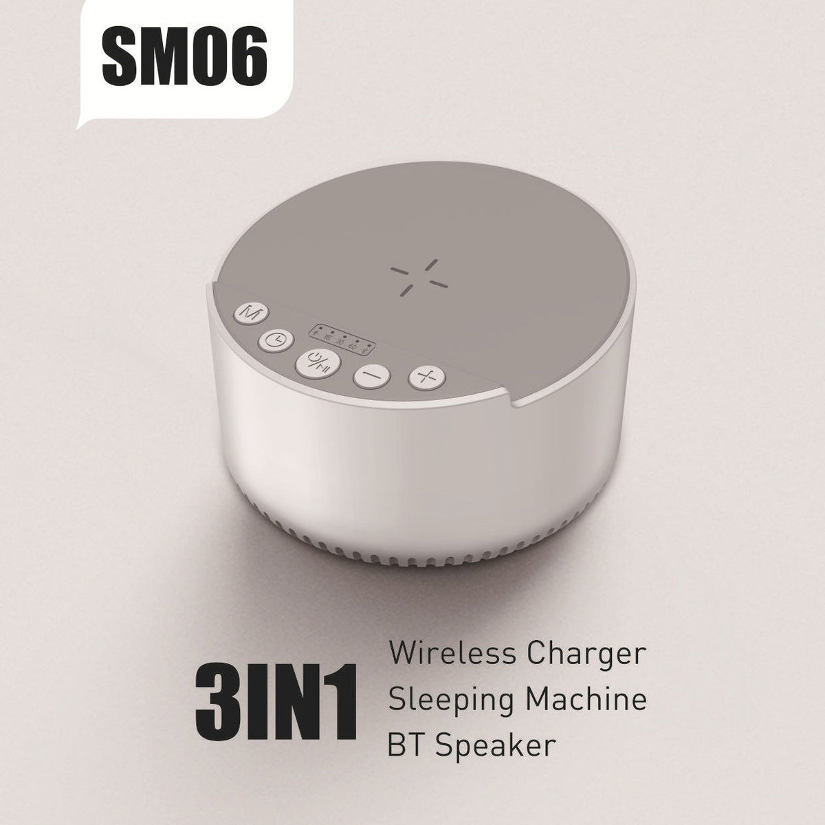 White Noise Speaker with Wireless Charger