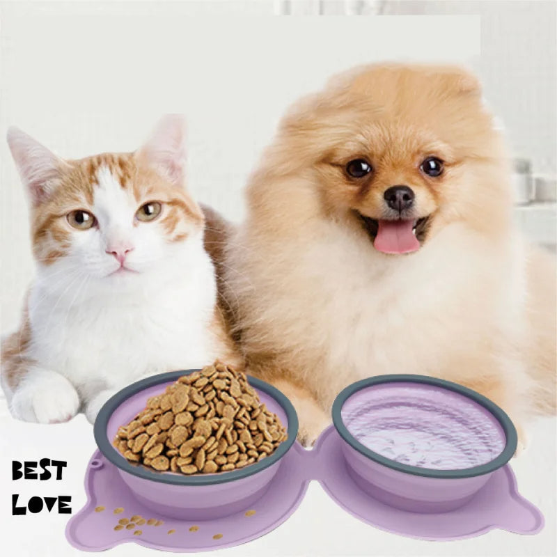 Foldable Silicone Double Pet Bowl
