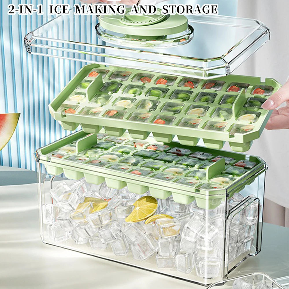 Press-Release Ice Cube Tray with Bin