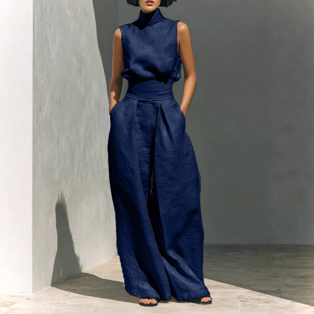 Sleeveless Top & Straight-Leg Pants Set