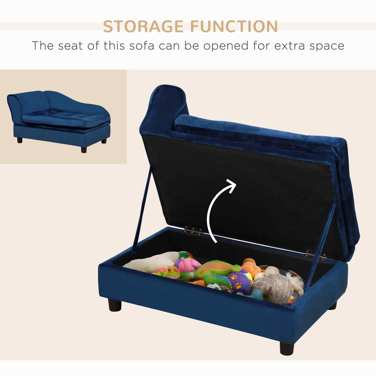 Small Dog Sofa Bed with Hidden Storage