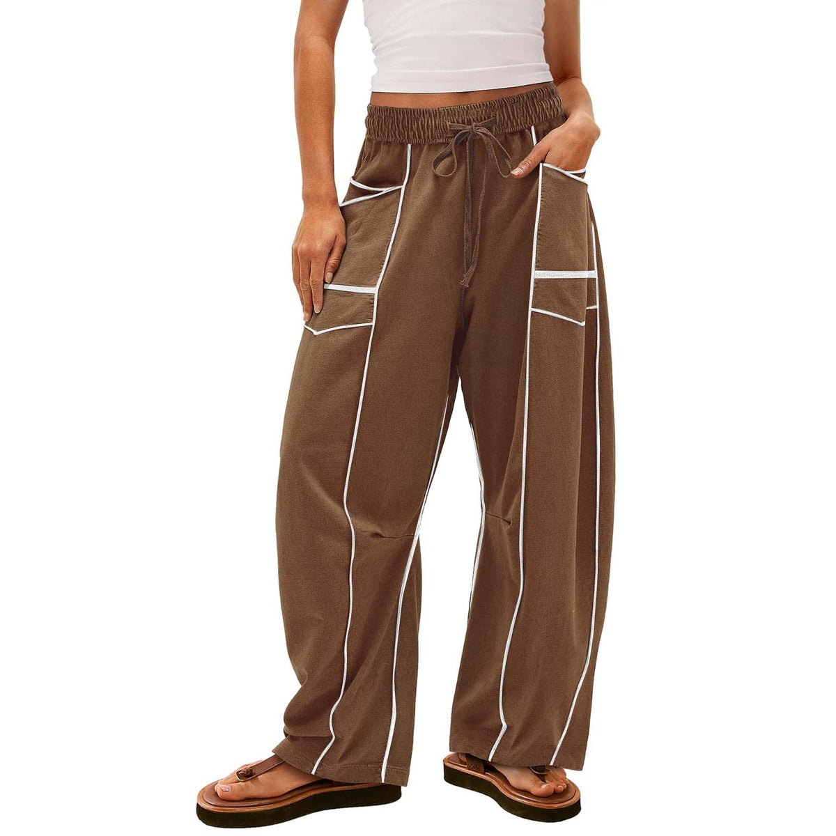 Striped Wide-Leg Sweatpants