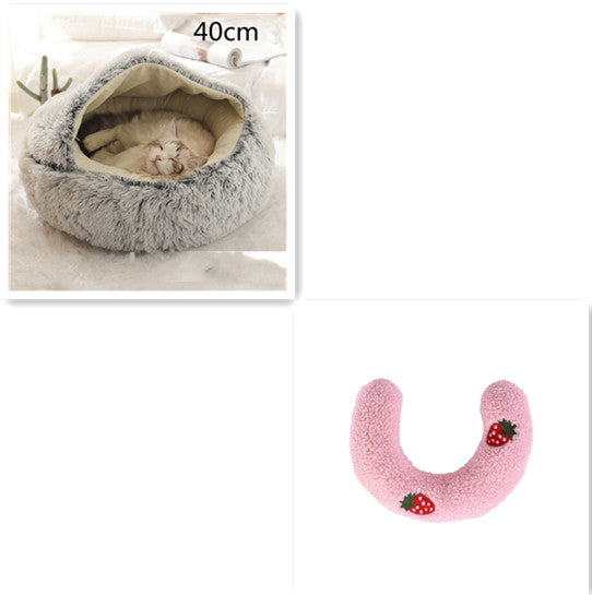 2-in-1 Plush Pet Bed & Cave