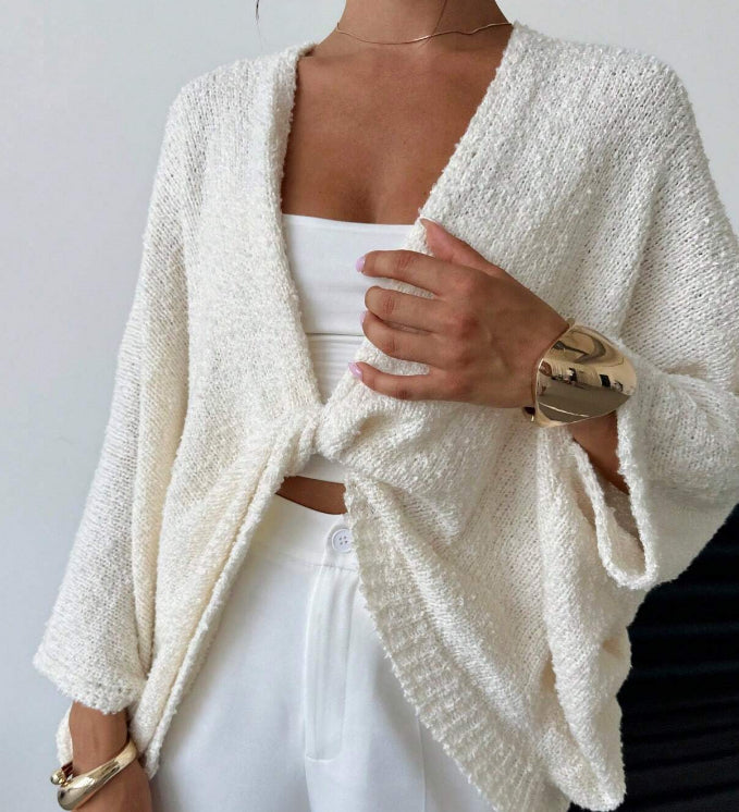 Cross-Front Deep V Sweater