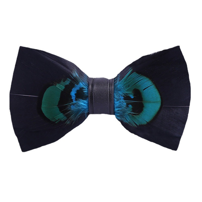 Feather Bow Tie with Brooch