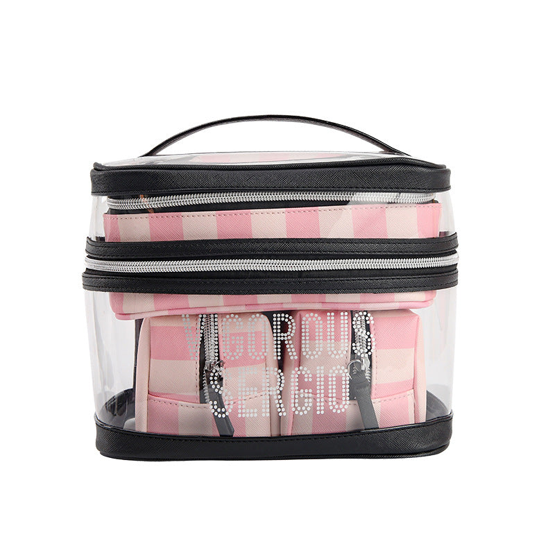 Striped Folding Makeup Bag