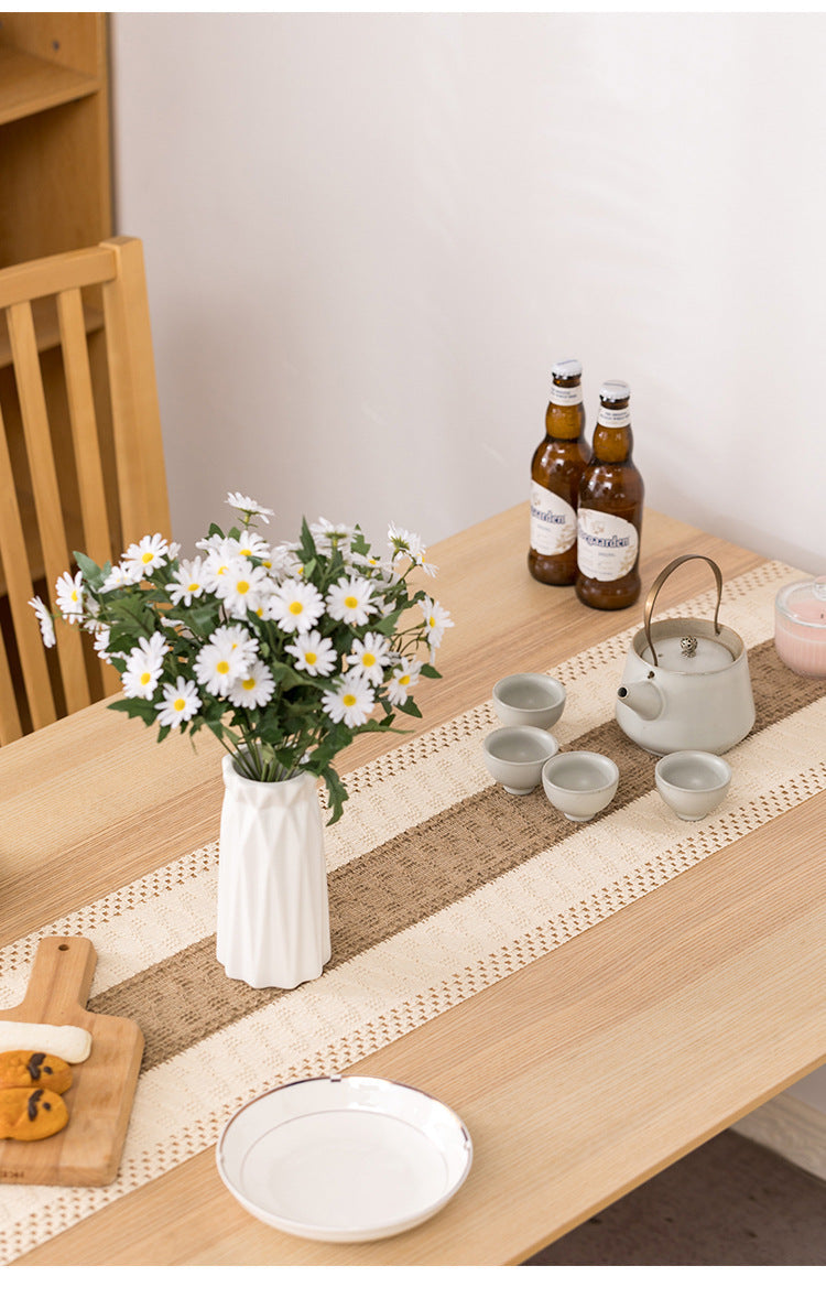 Tasseled Cotton Linen Table Runner