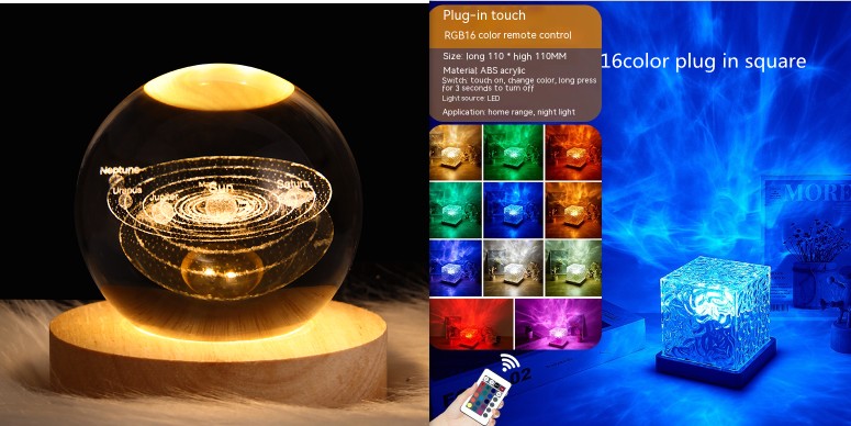 Rotating Water Ripple Night Light