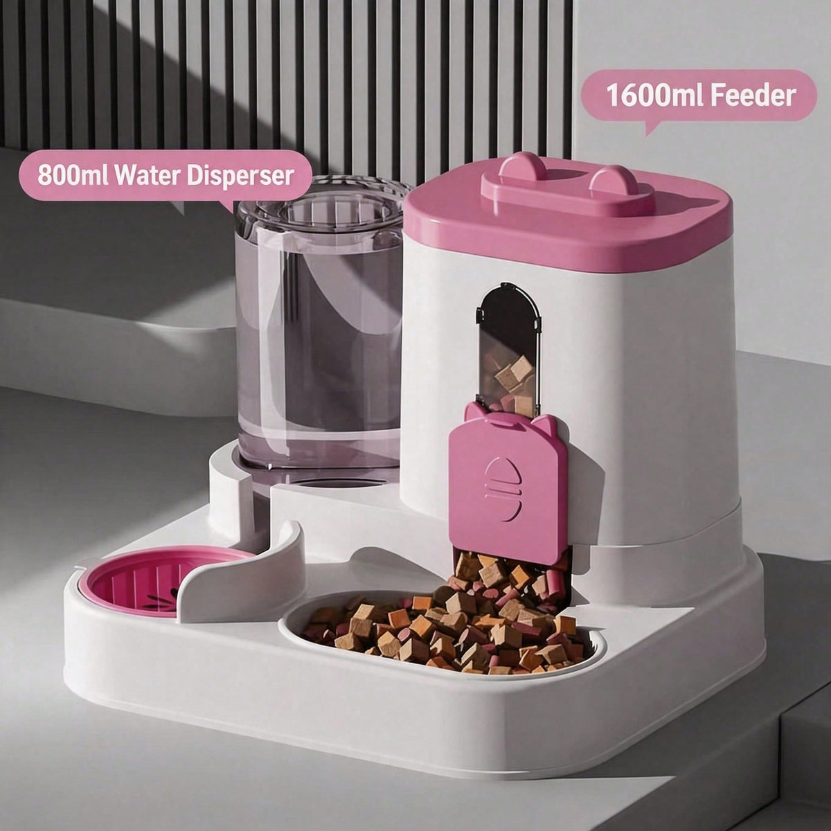 Cat-Shaped Gravity Food & Water Station