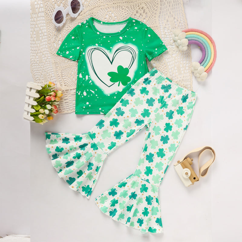 Girls' Clover Tee & Flare Pants Set