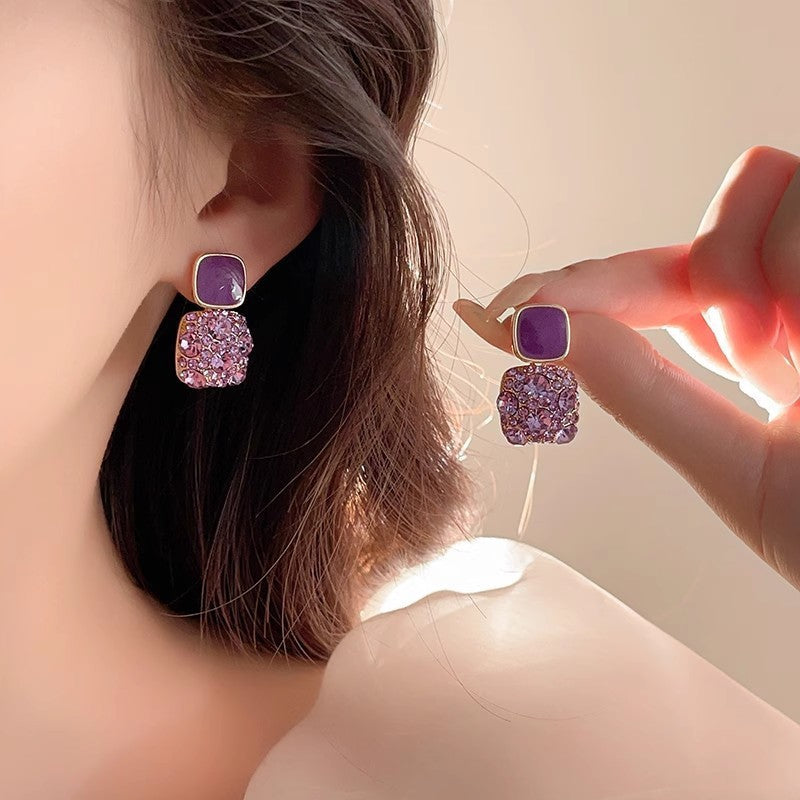 Rhinestone Cube Earrings