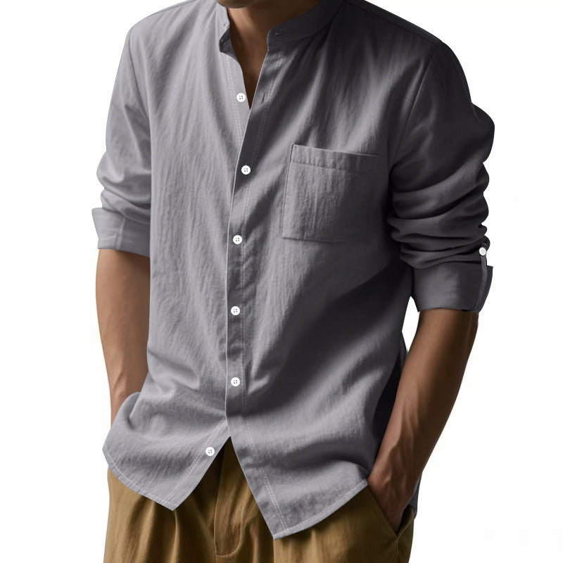 Men's Stand-Collar Shirt with Pockets