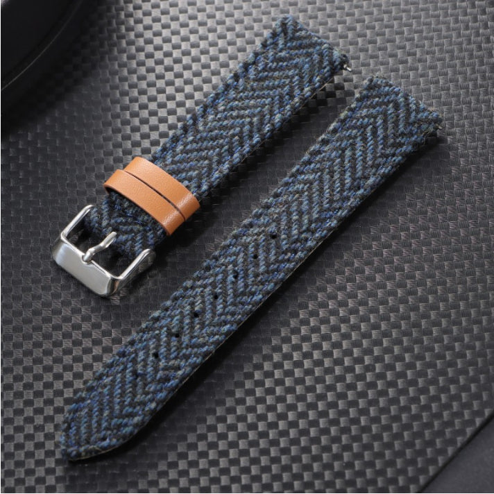Vintage Tweed Leather Watch Strap