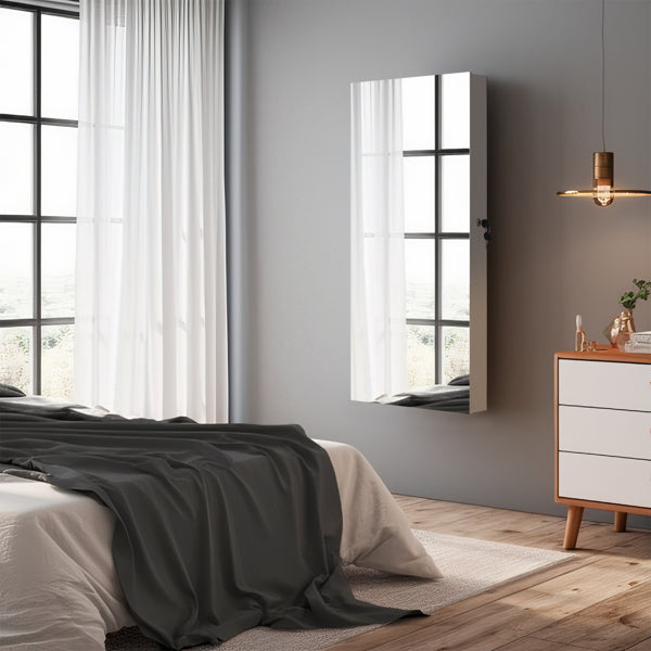 Wall-Mounted Mirror Jewelry Cabinet