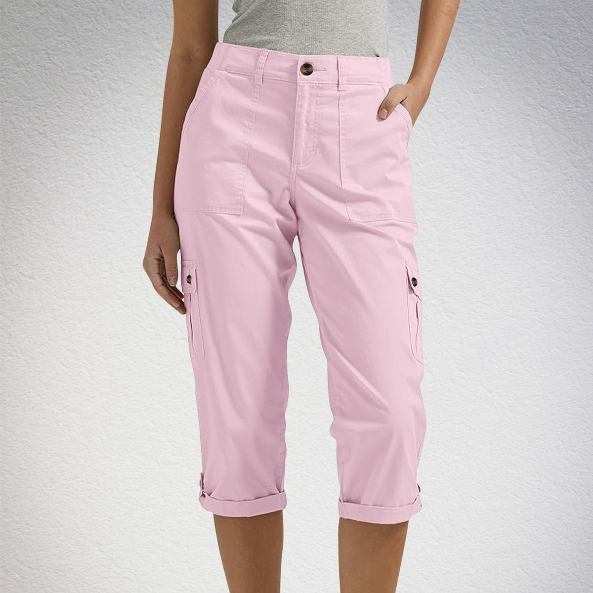 High-Waist Cropped Cargo Pants
