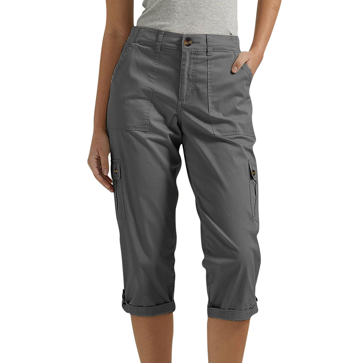 High-Waist Cropped Cargo Pants