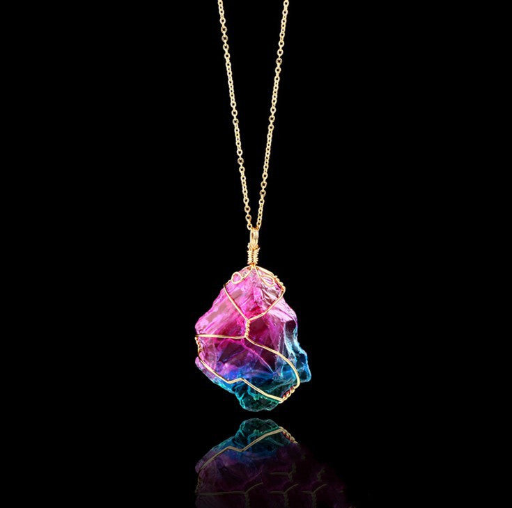 Rainbow Raw Crystal Pendant