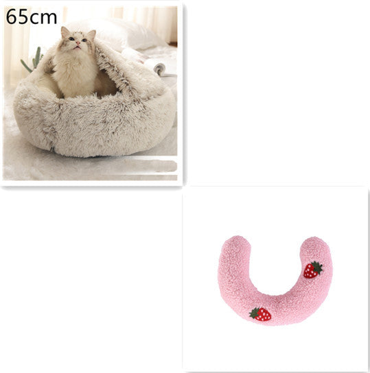 2-in-1 Plush Pet Bed & Cave