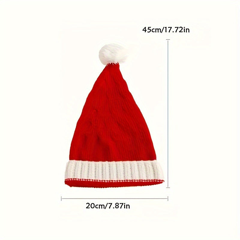Knitted Christmas Hat with Pom-Pom