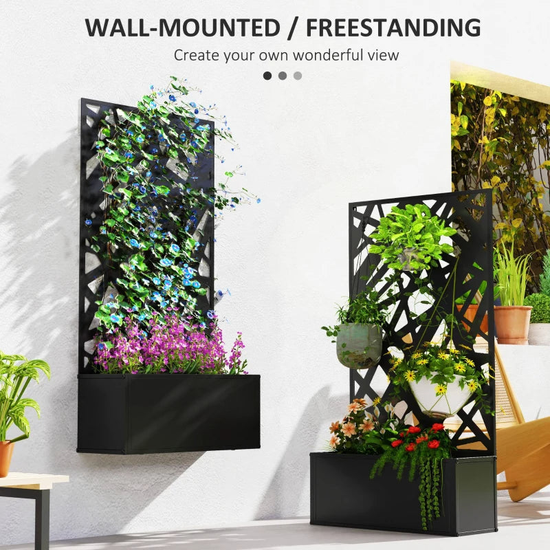 Metal Planter with Privacy Screen