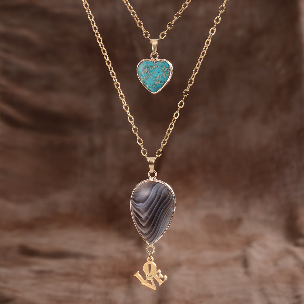 Stone Pendant Double-Chain Necklace