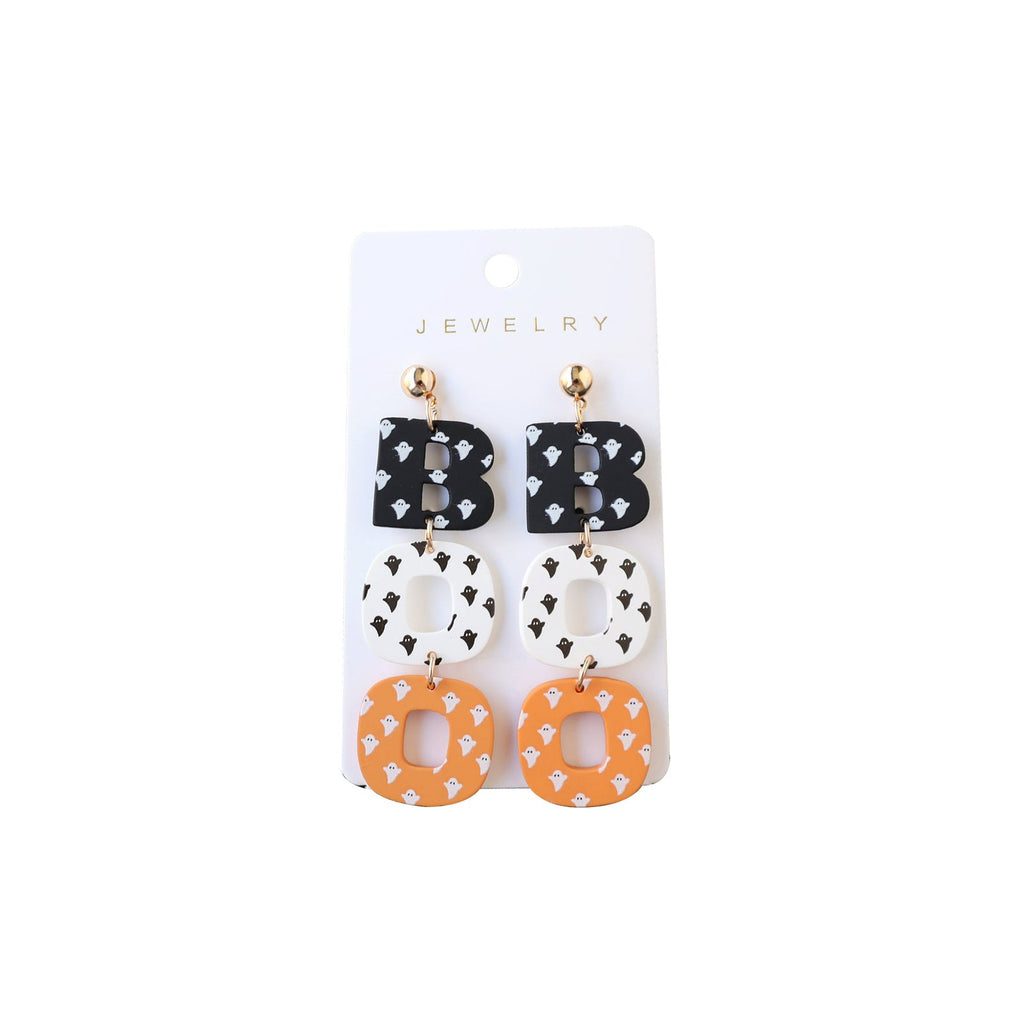 "Boo" Halloween Clay Earrings