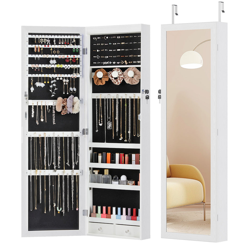 Lockable Mirror Jewelry Armoire