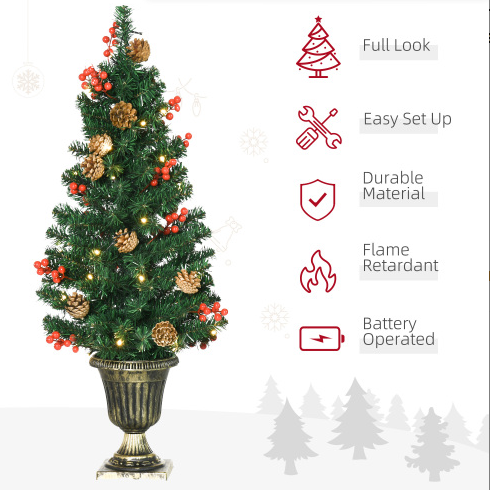 Pre-Lit Christmas Entrance Set (4 Pieces)