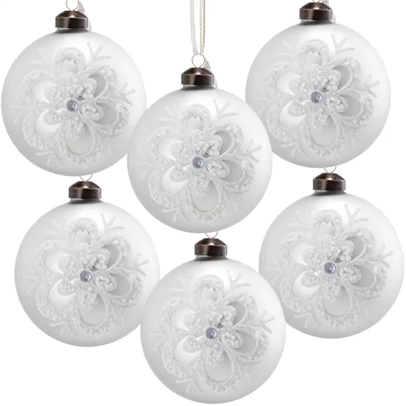 Glass Christmas Ball Ornaments (Set of 6)