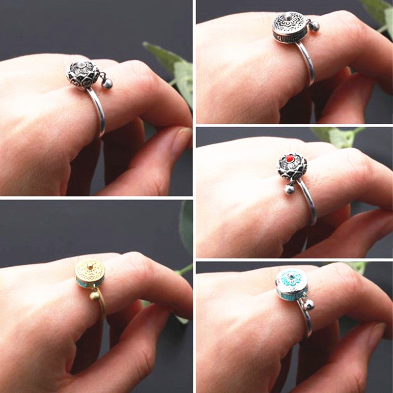 Vintage Enamel Mantra Spinner Ring