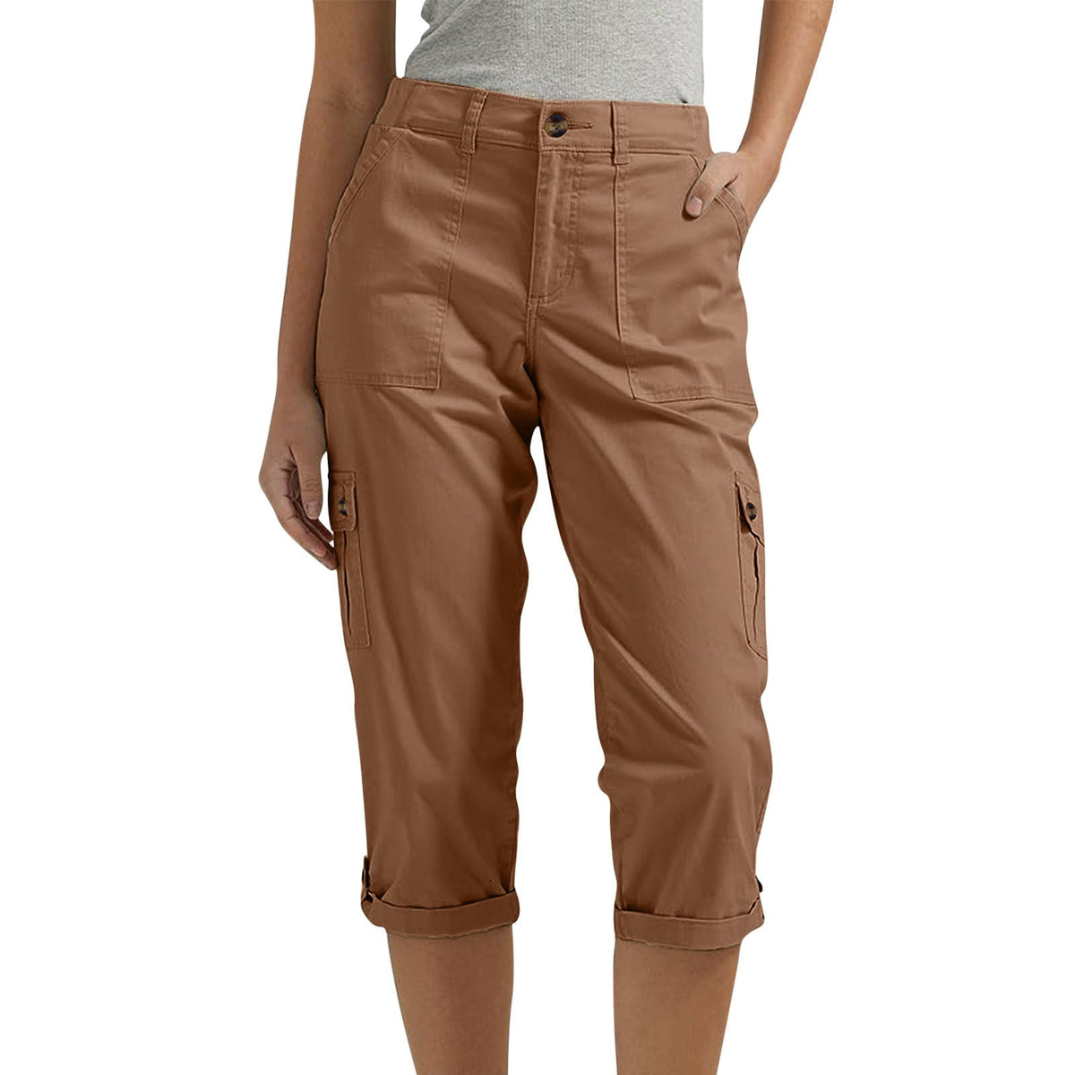 High-Waist Cropped Cargo Pants