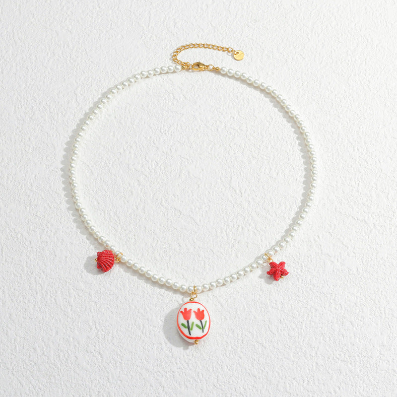 Ceramic Charm Beaded Necklace