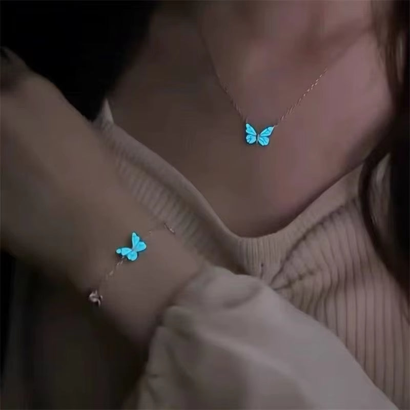 Glow-in-the-Dark Butterfly Necklace & Bracelet