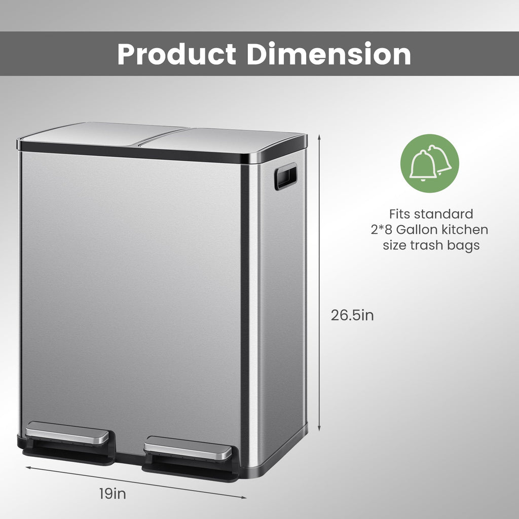60-Liter Stainless Steel Trash Can