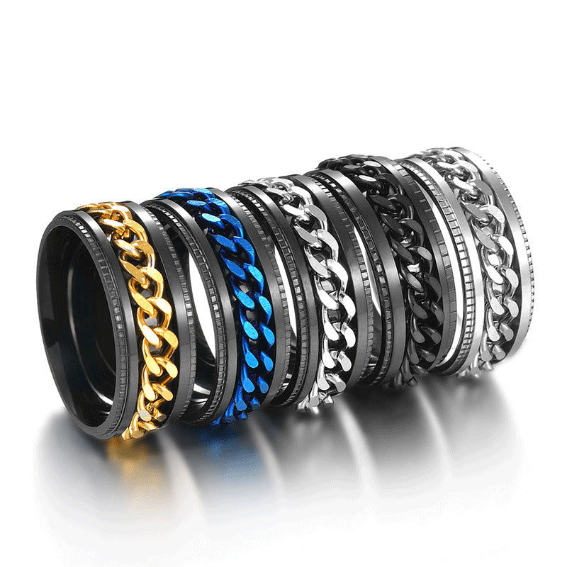 Men's Cuban Chain Spinner Ring