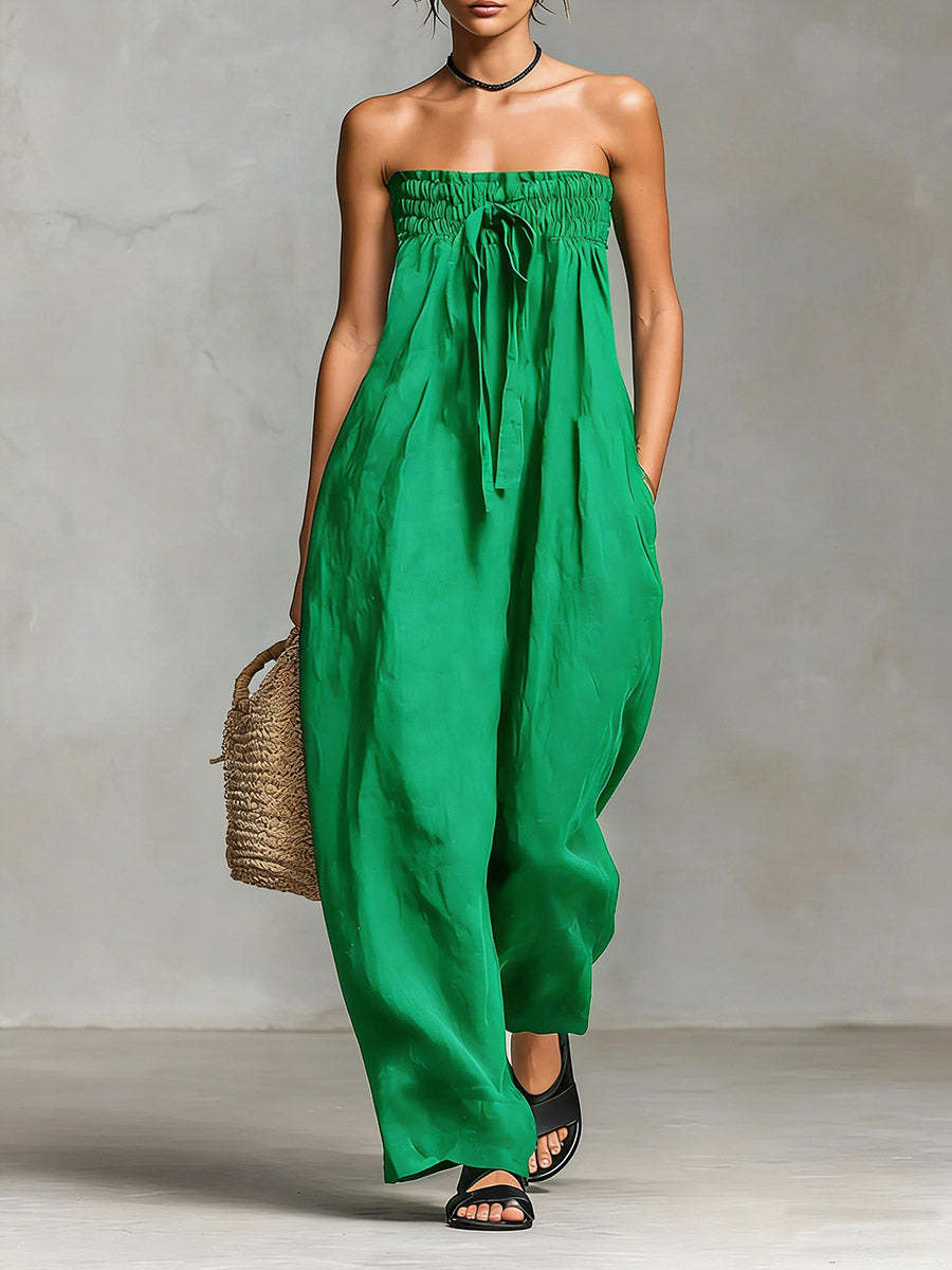 Strapless Ruched Jumpsuit